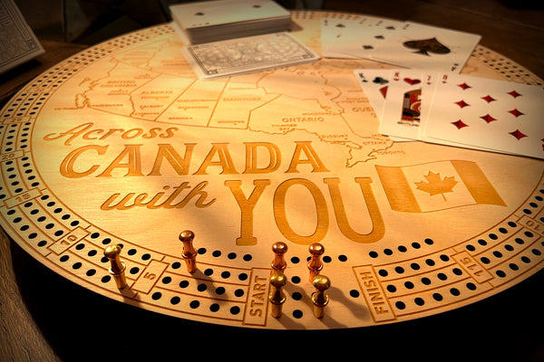 Across Canada with You Round Cribbage Board