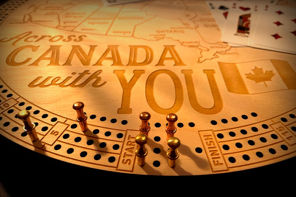 Across Canada with You Round Cribbage Board