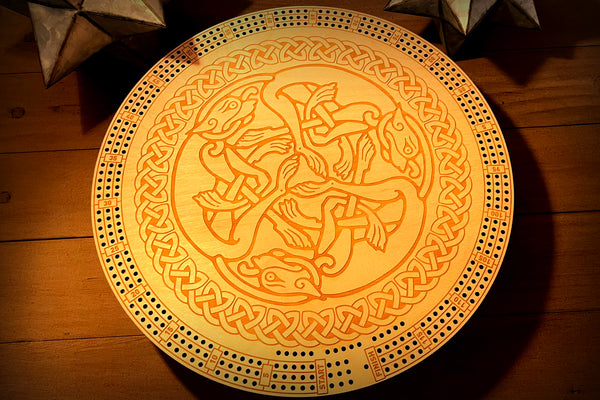 Ancient Celtic Round Cribbage Board