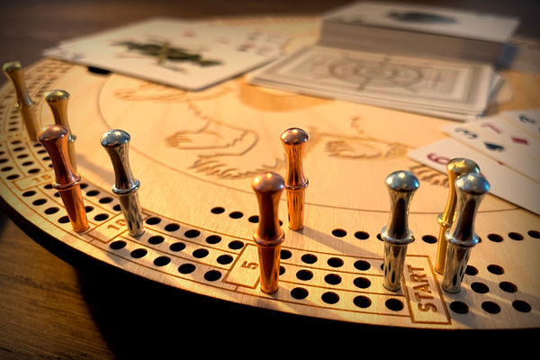 Double Skunk Round Cribbage Board