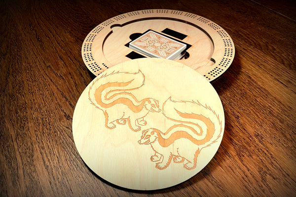 Double Skunk Round Cribbage Board