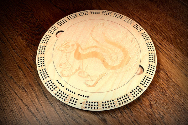 Double Skunk Round Cribbage Board