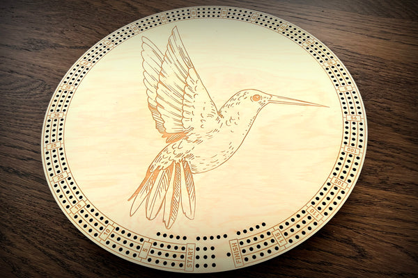 Humming Bird Two Round Cribbage Board