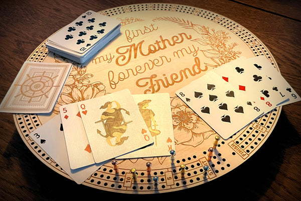 Mother's Day Round Cribbage Board